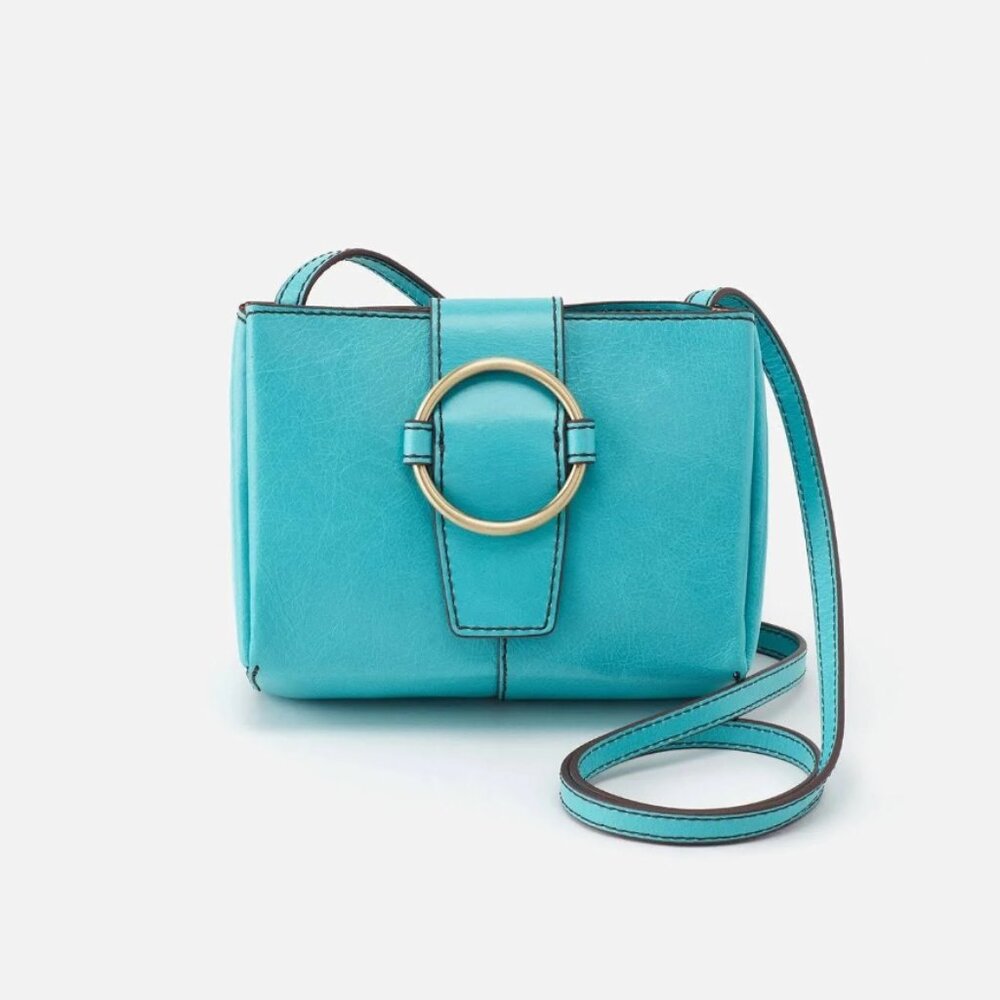 Hobo Crossbody Handbag Gen. Leather Teal Green Magnetic Ring Closure/Duster VGUC
